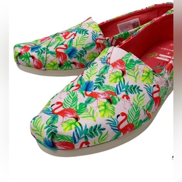 Toms Women’s Alpargata Pink Pearl Paper Source Flamingos Print Shoes Size 8 NWT - Picture 3 of 8